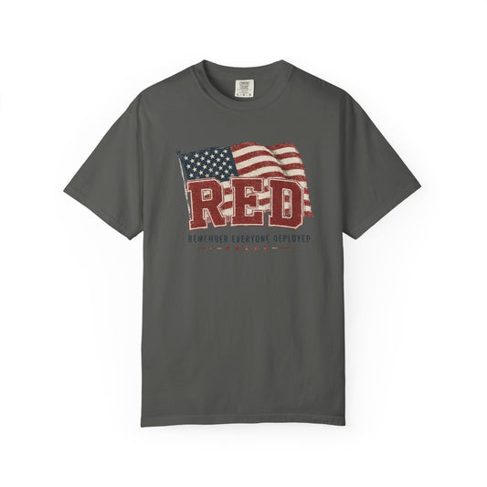 RED “Remember Everyone Deployed” T-Shirt — American Flag Patriotic Tee