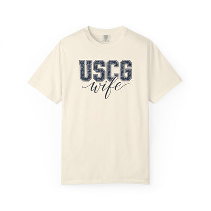 USCG Wife T-Shirt - Camo Print Military Spouse Tee