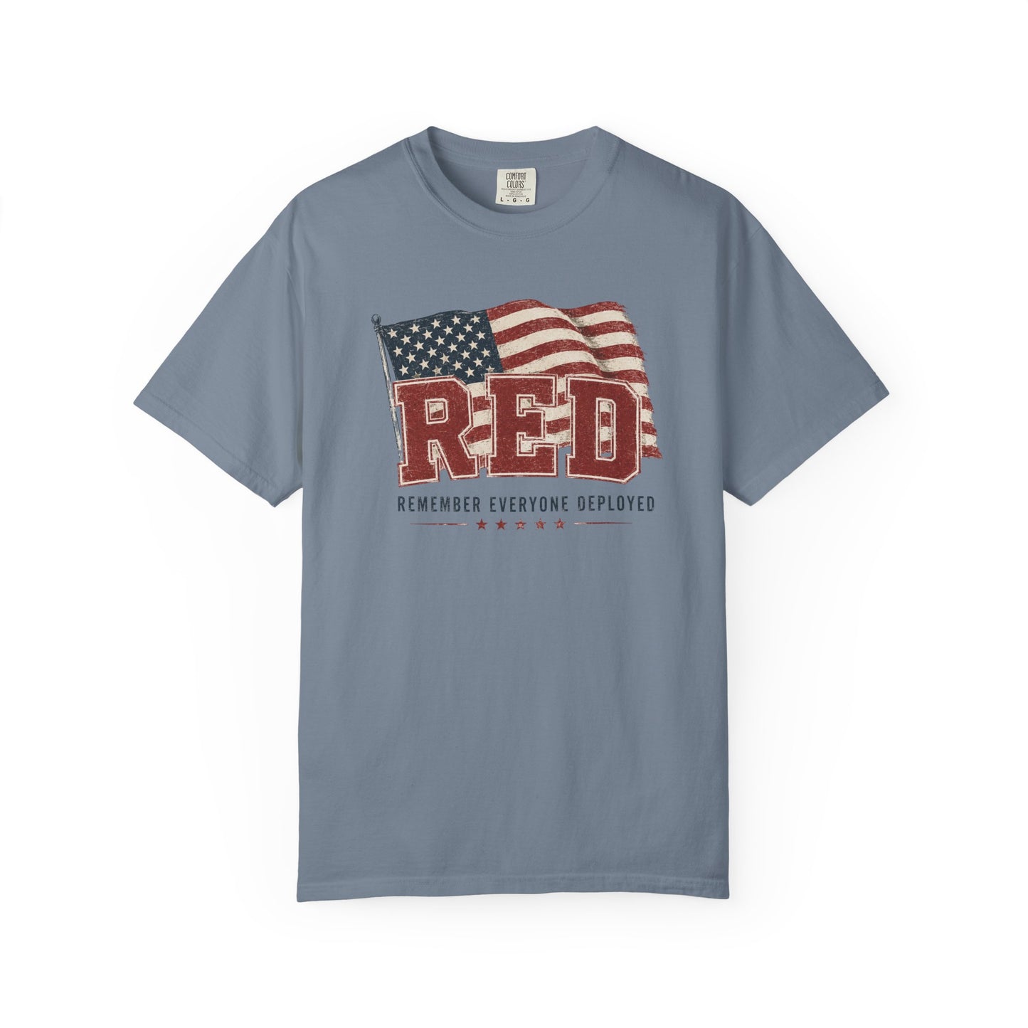 RED “Remember Everyone Deployed” T-Shirt — American Flag Patriotic Tee