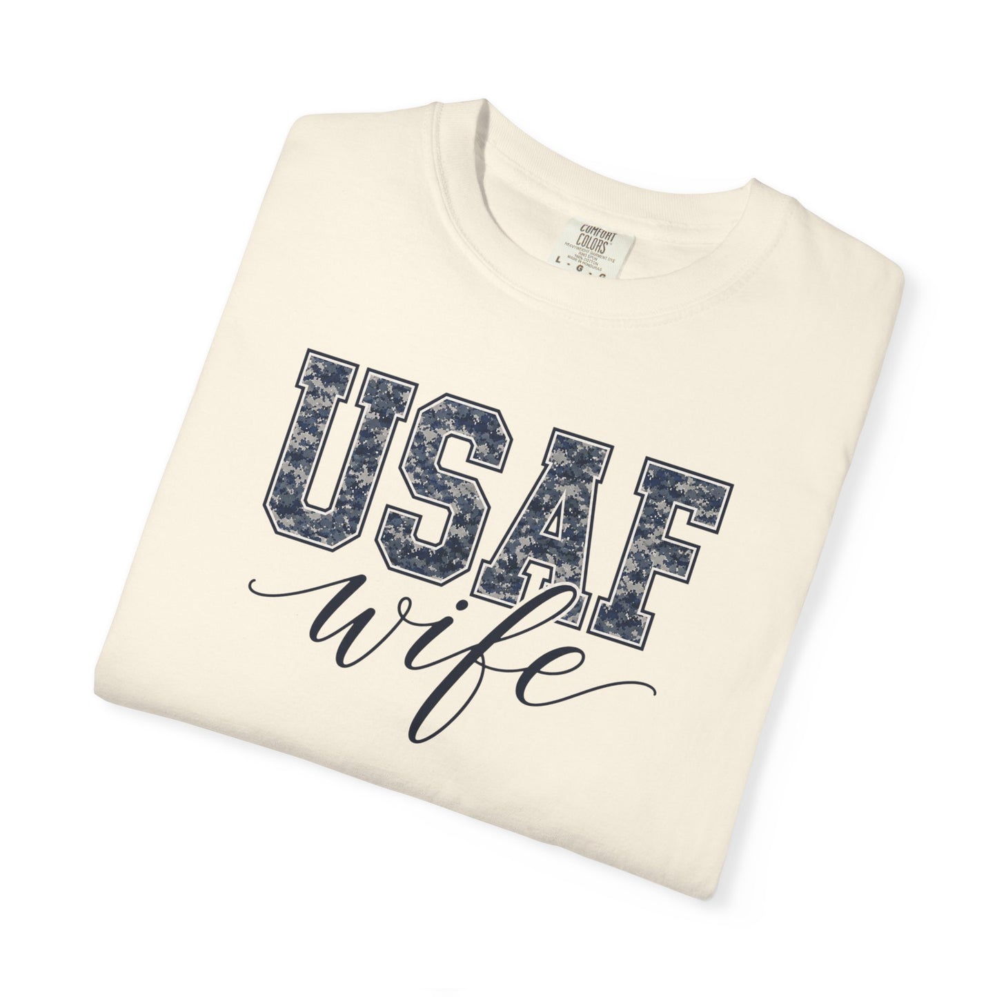 USAF Wife T-Shirt - Camo Print Military Spouse Tee