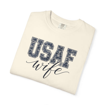 USAF Wife T-Shirt - Camo Print Military Spouse Tee