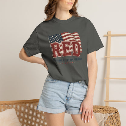 RED “Remember Everyone Deployed” T-Shirt — American Flag Patriotic Tee