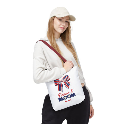 Brave & Bloom Patriotic Bow Tote Bag — Red, White & Blue Floral Accent