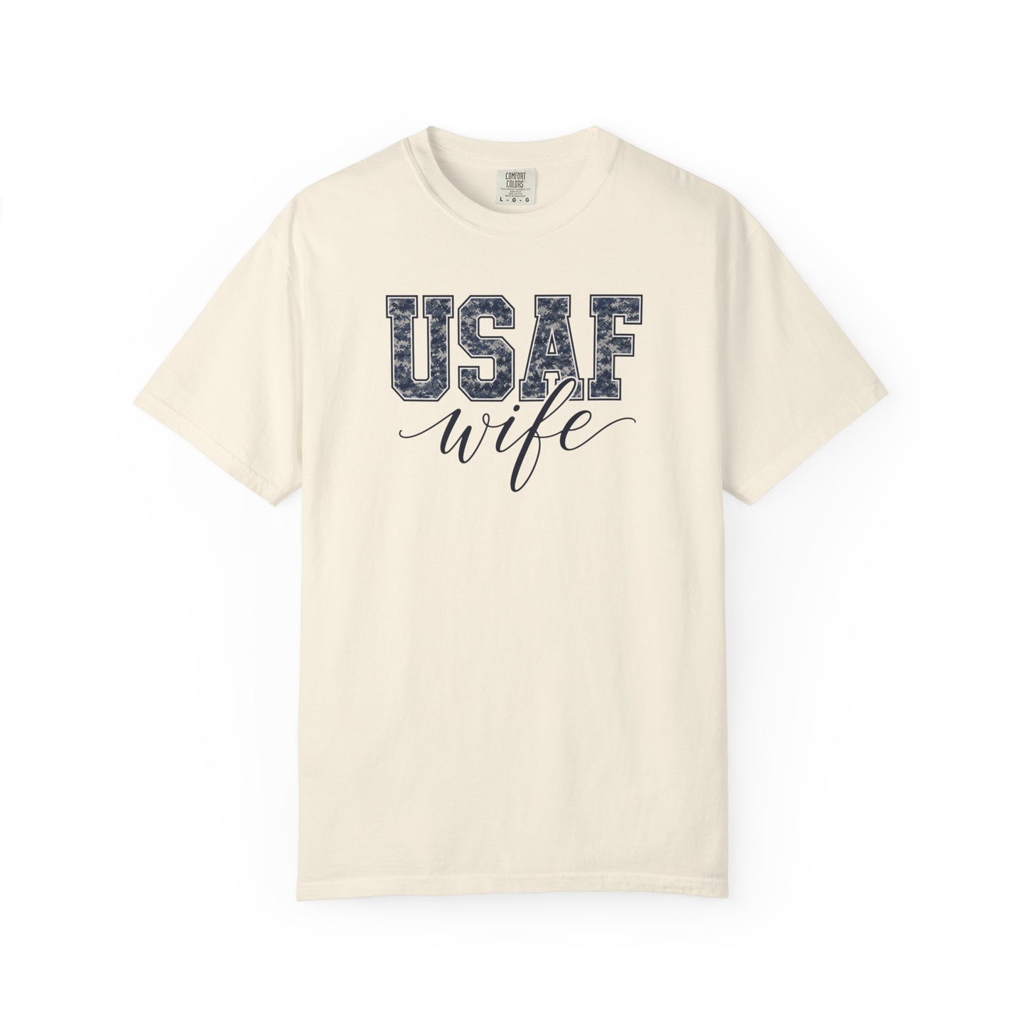 USAF Wife T-Shirt - Camo Print Military Spouse Tee