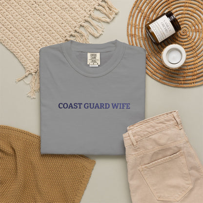 Coast Guard Wife Embroidered T-Shirt — Military Spouse Tee