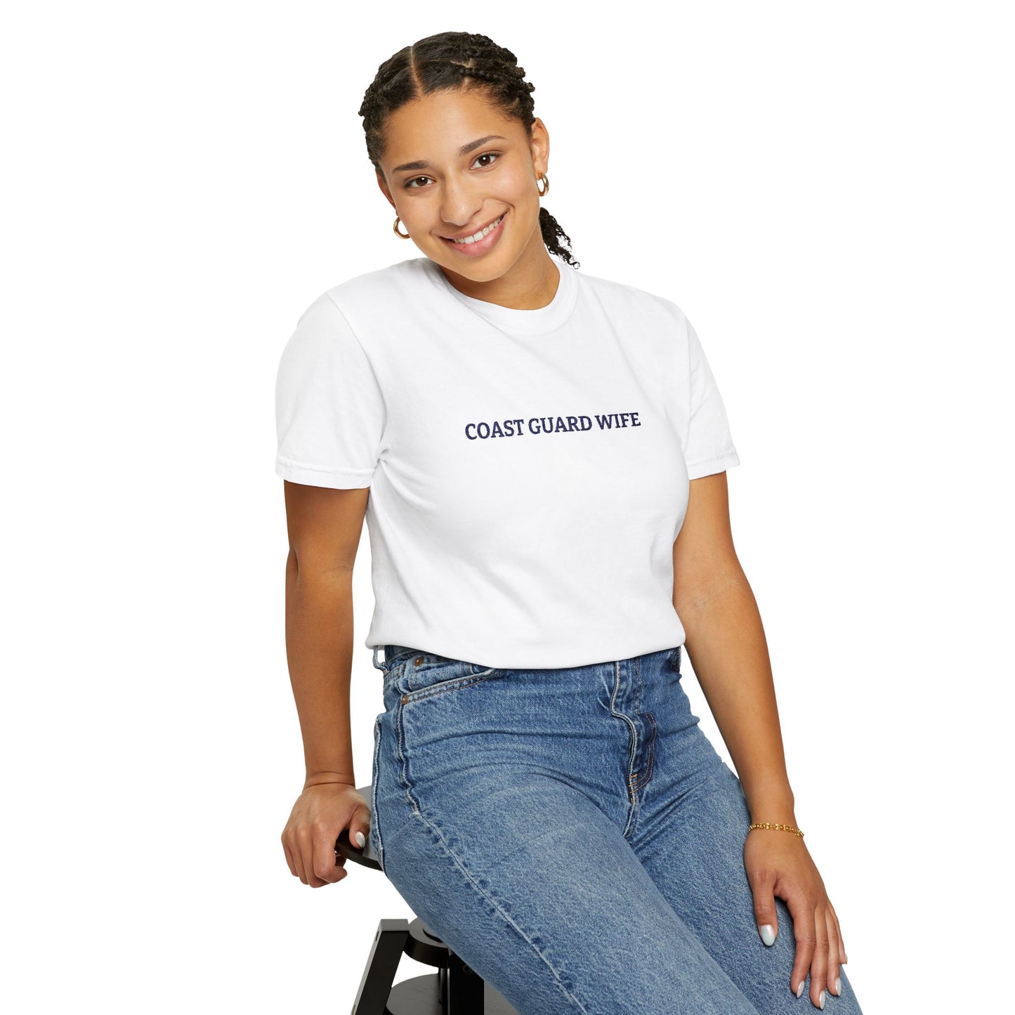 Coast Guard Wife Embroidered T-Shirt — Military Spouse Tee