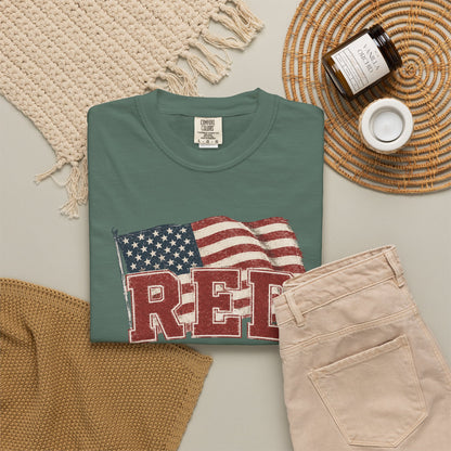 RED “Remember Everyone Deployed” T-Shirt — American Flag Patriotic Tee