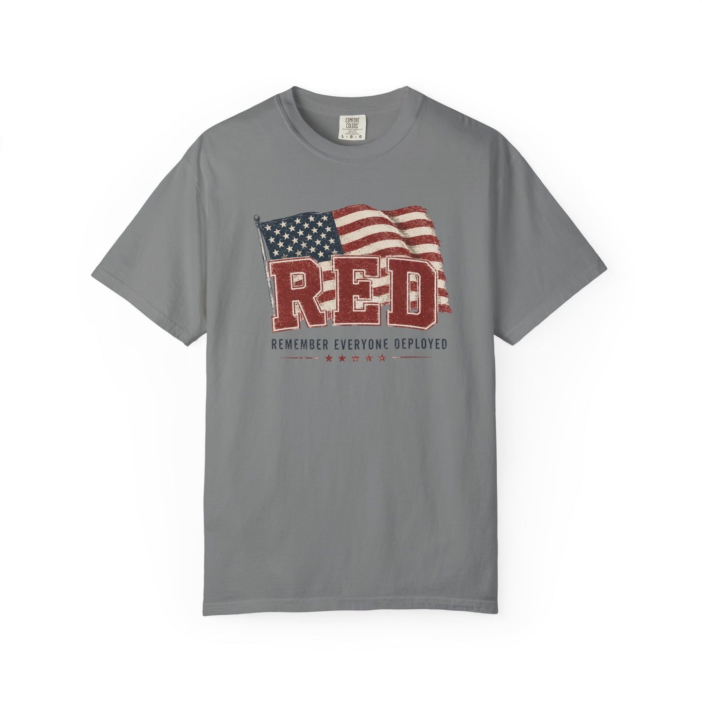 RED “Remember Everyone Deployed” T-Shirt — American Flag Patriotic Tee