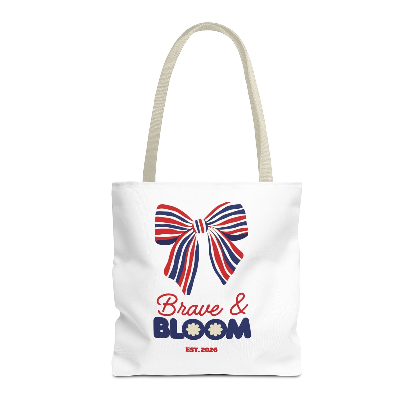 Brave & Bloom Patriotic Bow Tote Bag — Red, White & Blue Floral Accent
