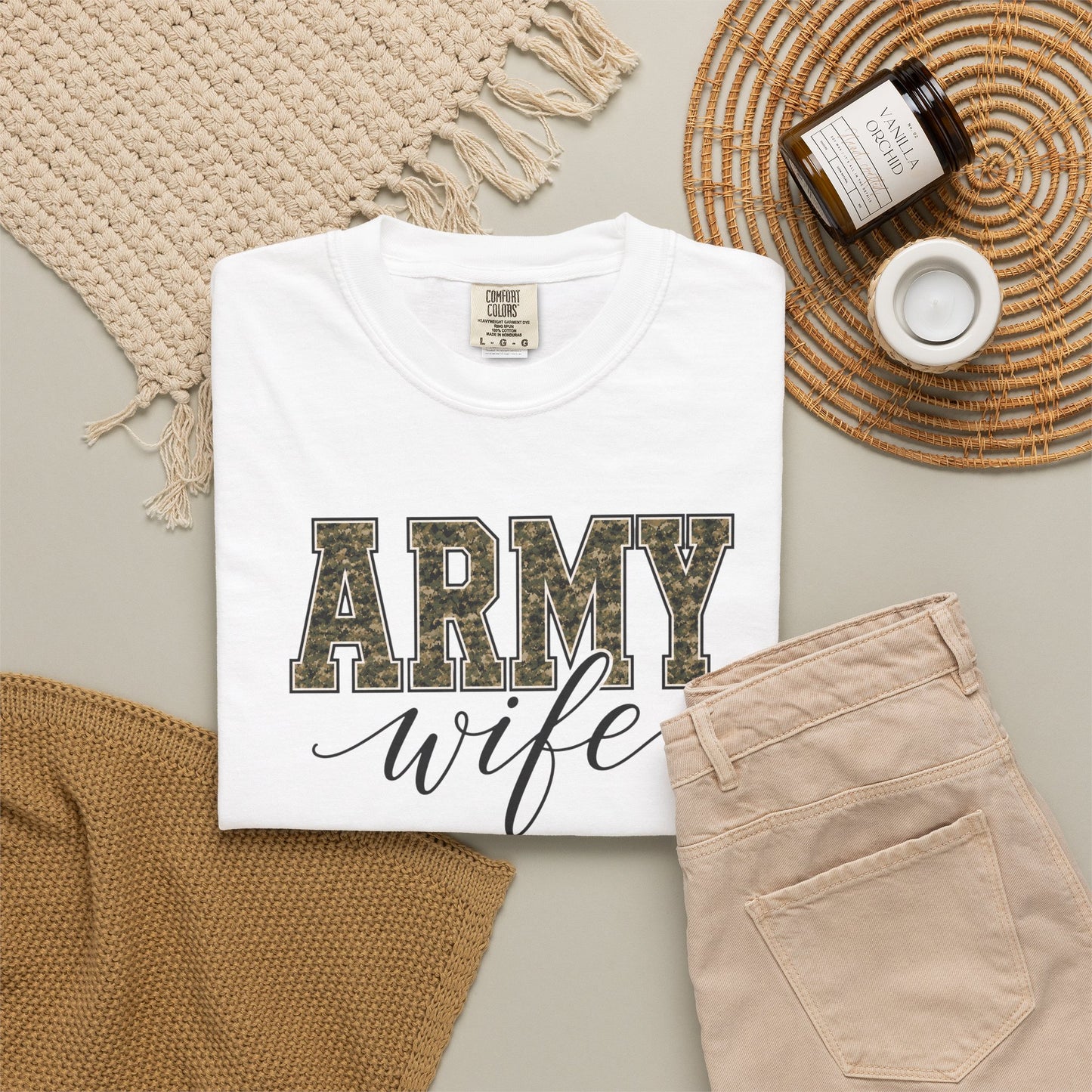 Army Wife T-Shirt - Camo Print Military Spouse Tee