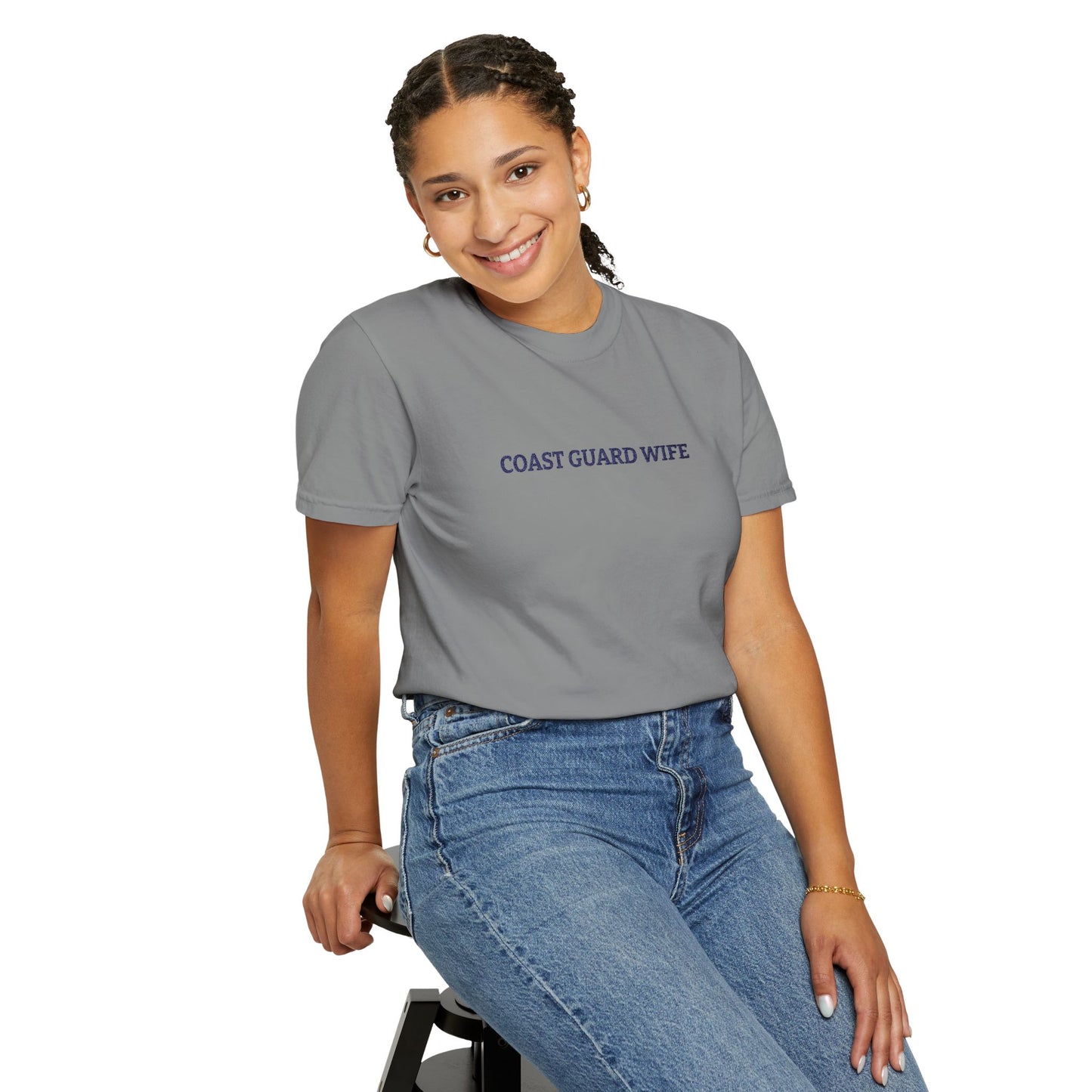 Coast Guard Wife Embroidered T-Shirt — Military Spouse Tee