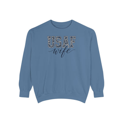 USAF Wife Sweatshirt — Camo Print Military Spouse Crewneck