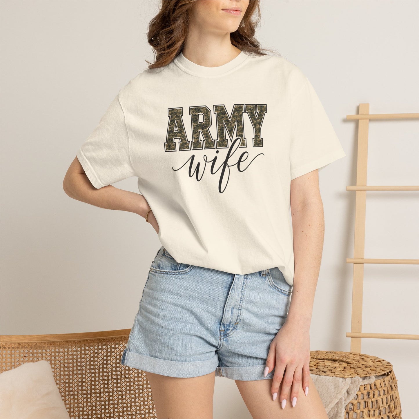 Army Wife T-Shirt - Camo Print Military Spouse Tee