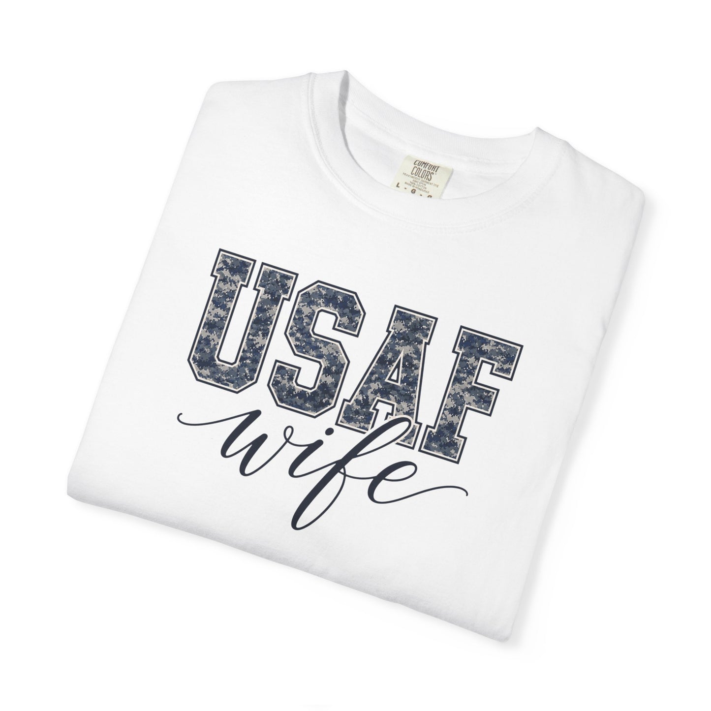 USAF Wife T-Shirt - Camo Print Military Spouse Tee