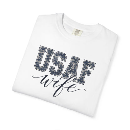 USAF Wife T-Shirt - Camo Print Military Spouse Tee