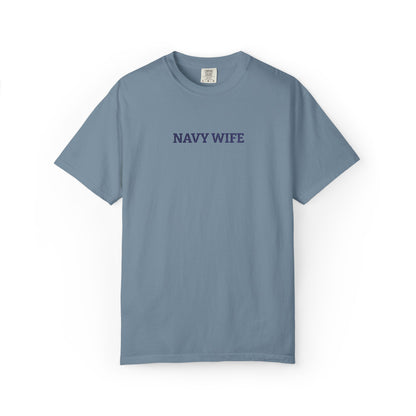 Navy Wife Embroidered T-Shirt —  Military Spouse Tee