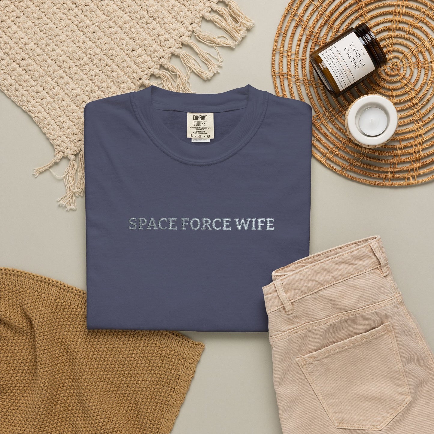 Space Force Wife Embroidered T-Shirt — Military Spouse Tee