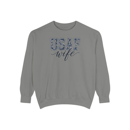 USAF Wife Sweatshirt — Camo Print Military Spouse Crewneck
