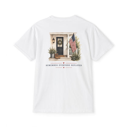 "Remember Everyone Deployed" Patriotic Front Porch Pocket Tee
