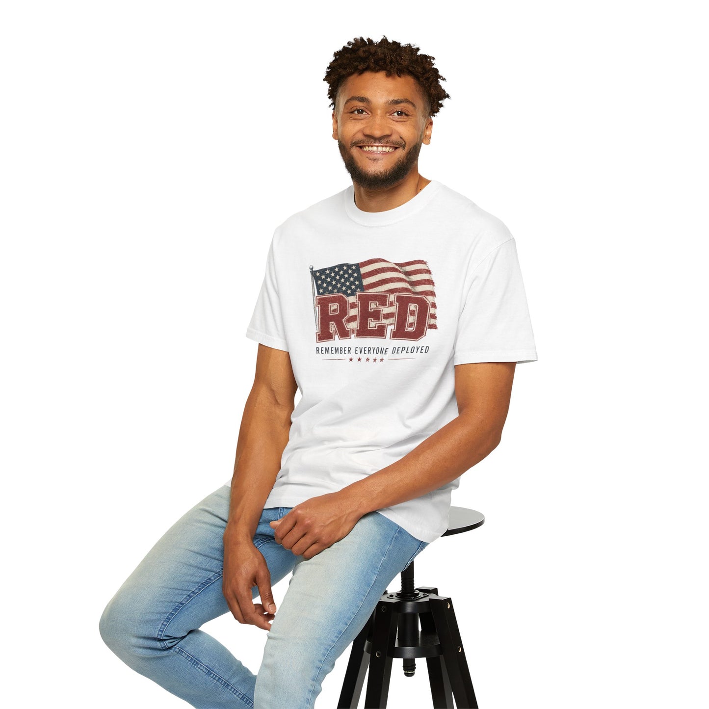 RED “Remember Everyone Deployed” T-Shirt — American Flag Patriotic Tee