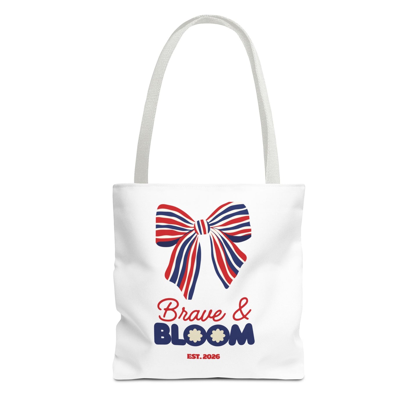 Brave & Bloom Patriotic Bow Tote Bag — Red, White & Blue Floral Accent