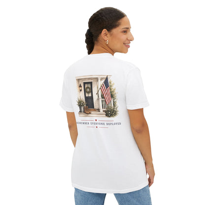 "Remember Everyone Deployed" Patriotic Front Porch Pocket Tee