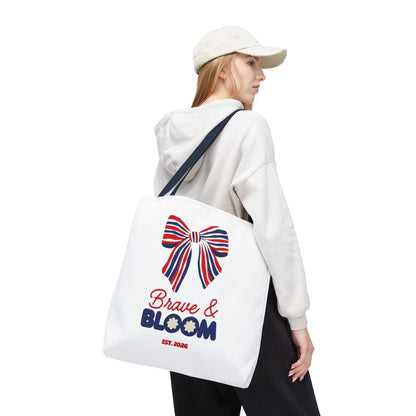 Brave & Bloom Patriotic Bow Tote Bag — Red, White & Blue Floral Accent