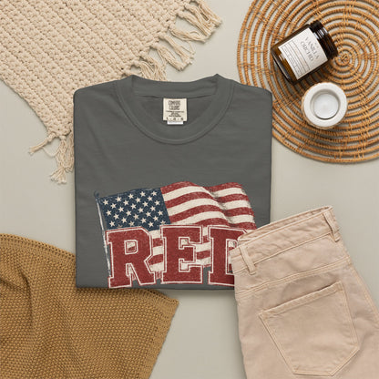 RED “Remember Everyone Deployed” T-Shirt — American Flag Patriotic Tee