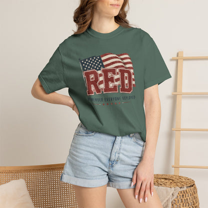 RED “Remember Everyone Deployed” T-Shirt — American Flag Patriotic Tee
