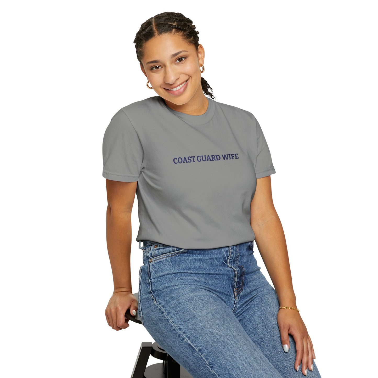 Coast Guard Wife Embroidered T-Shirt — Military Spouse Tee