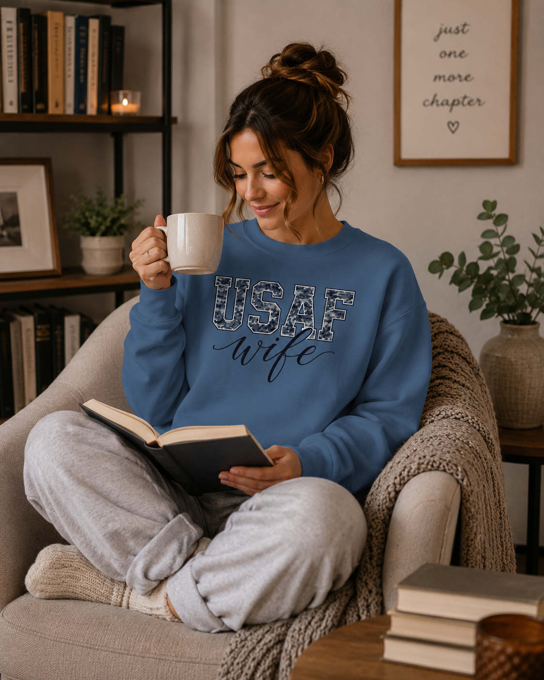 USAF Wife Sweatshirt — Camo Print Military Spouse Crewneck