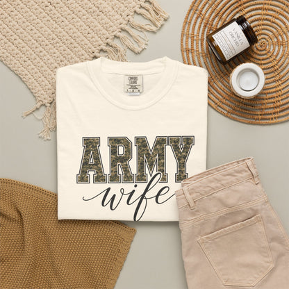 Army Wife T-Shirt - Camo Print Military Spouse Tee