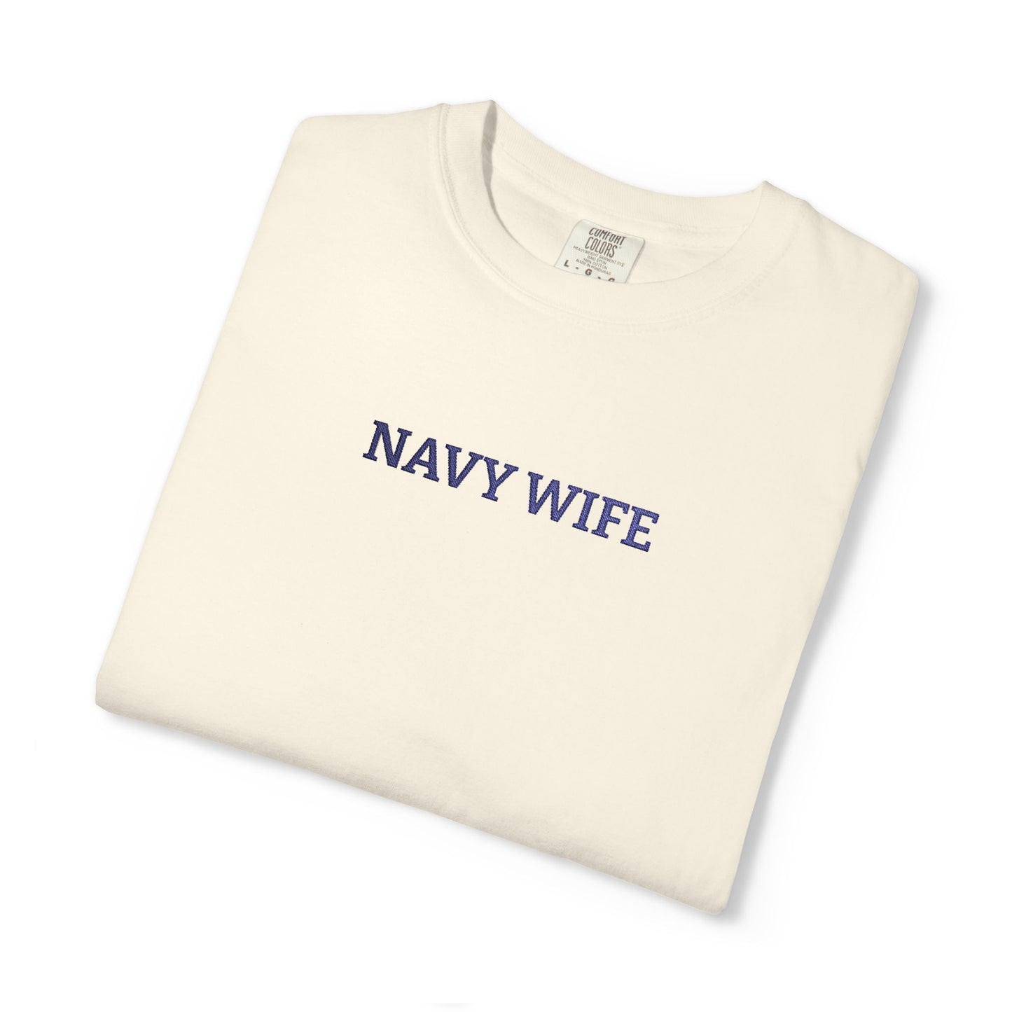 Navy Wife Embroidered T-Shirt —  Military Spouse Tee