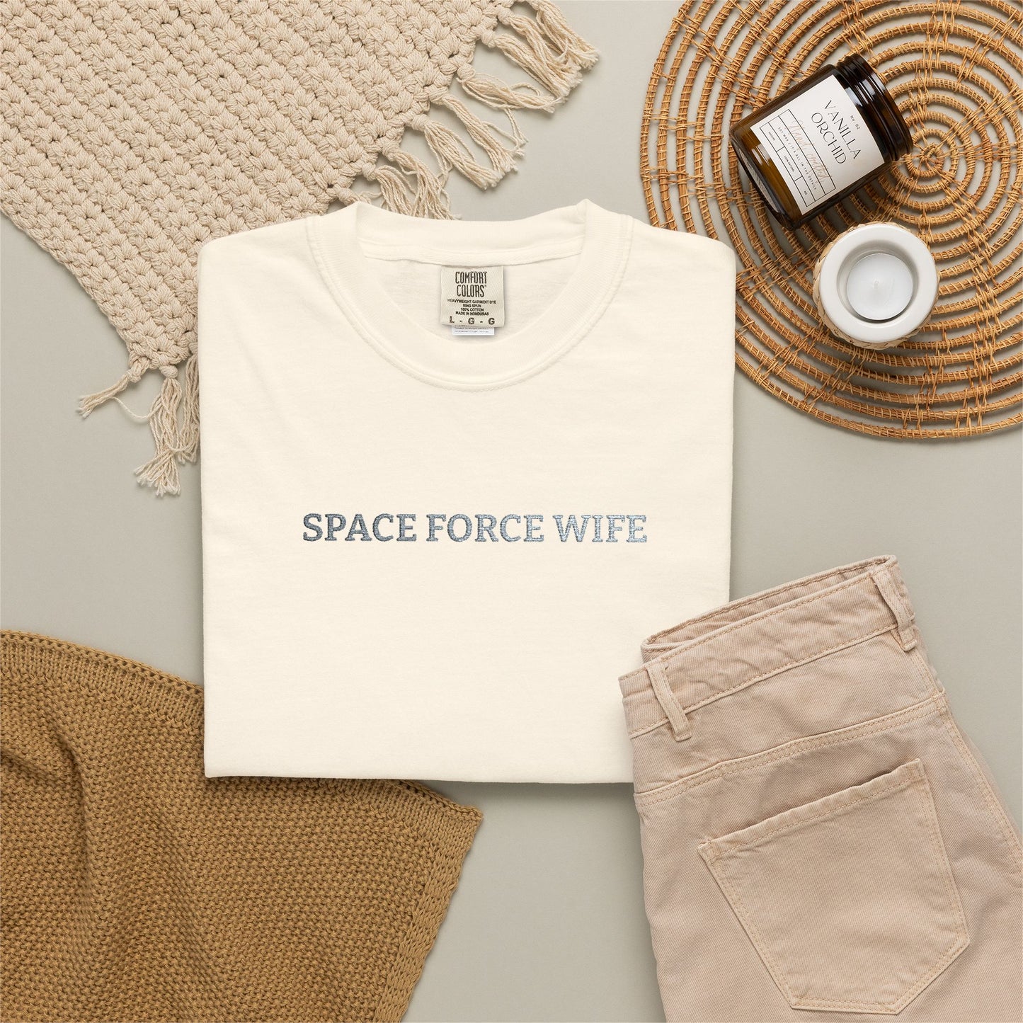 Space Force Wife Embroidered T-Shirt — Military Spouse Tee