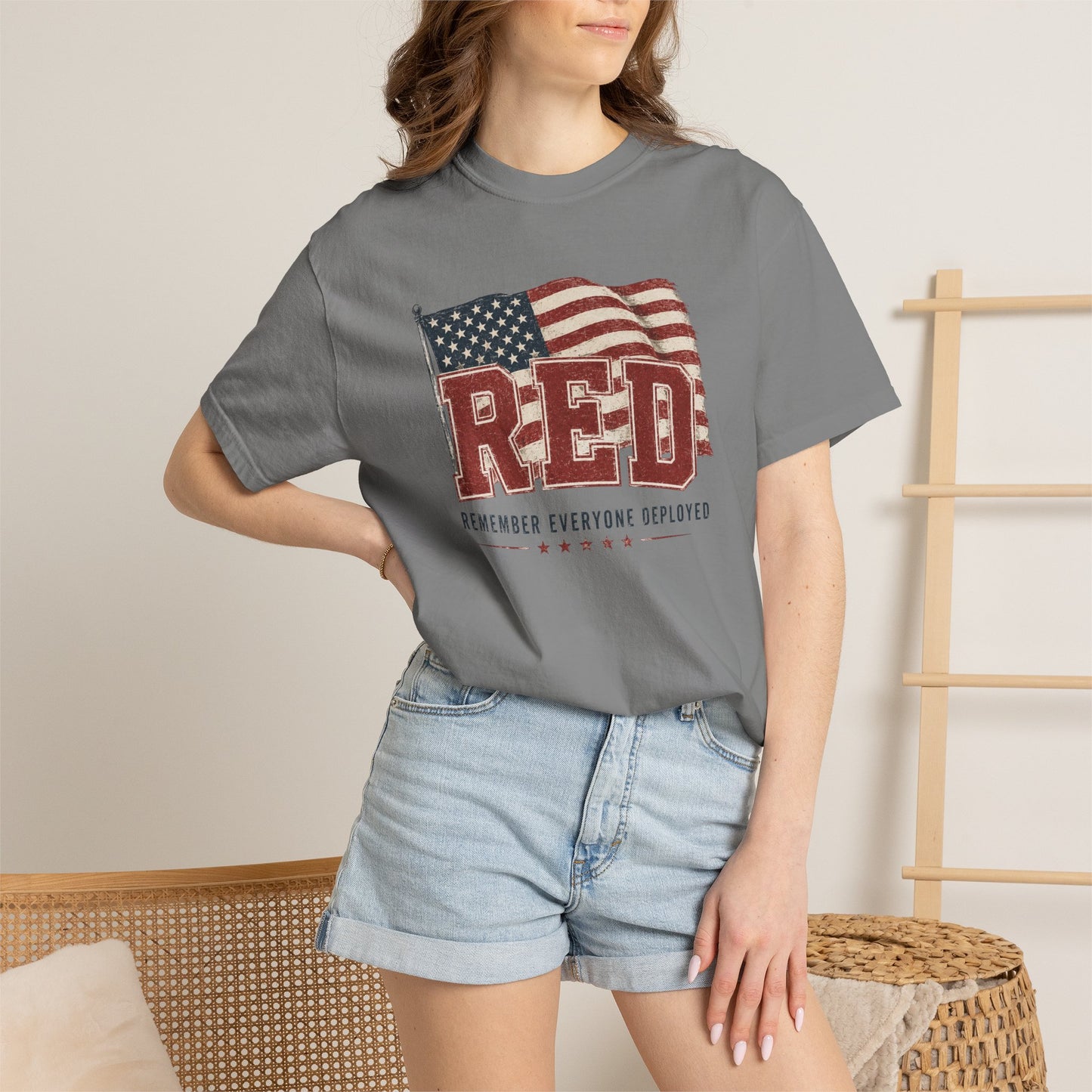 RED “Remember Everyone Deployed” T-Shirt — American Flag Patriotic Tee