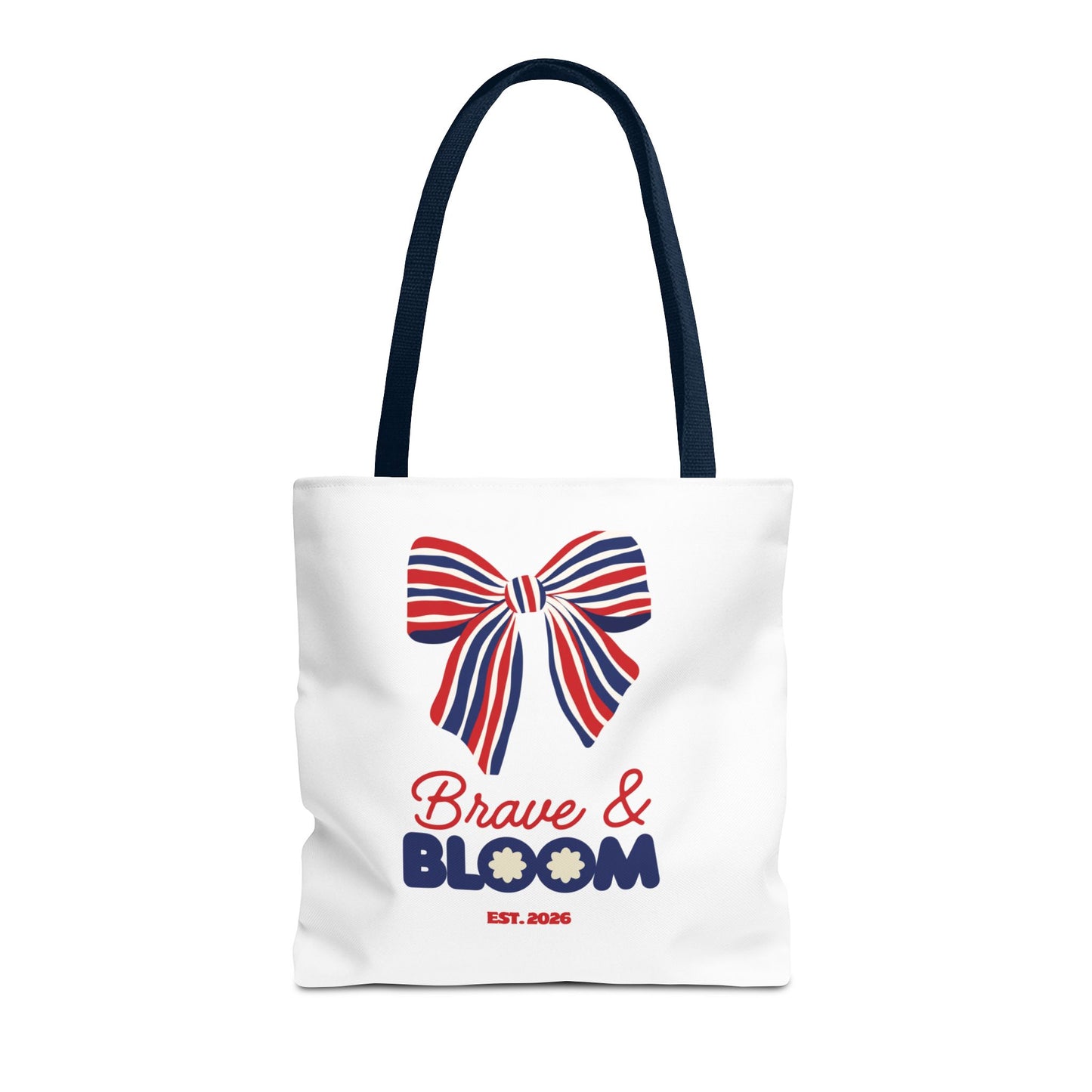 Brave & Bloom Patriotic Bow Tote Bag — Red, White & Blue Floral Accent