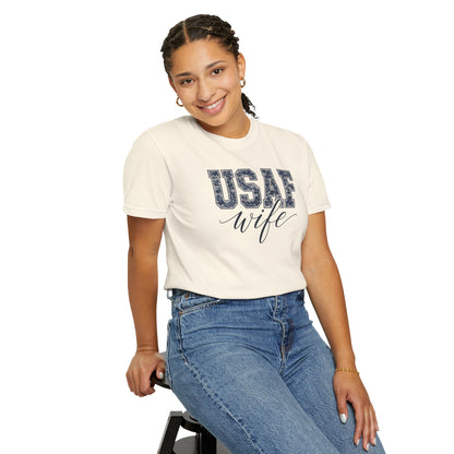 USAF Wife T-Shirt - Camo Print Military Spouse Tee