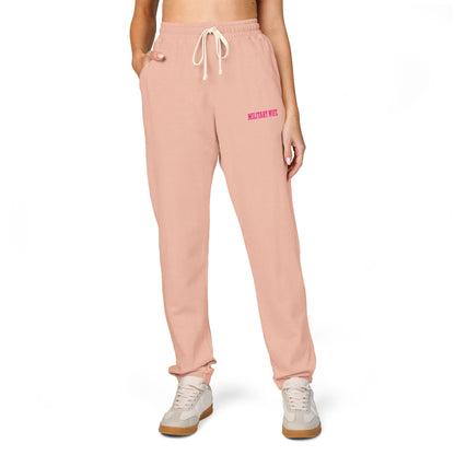 Military Wife Pink Lettering Fleece Sweatpants