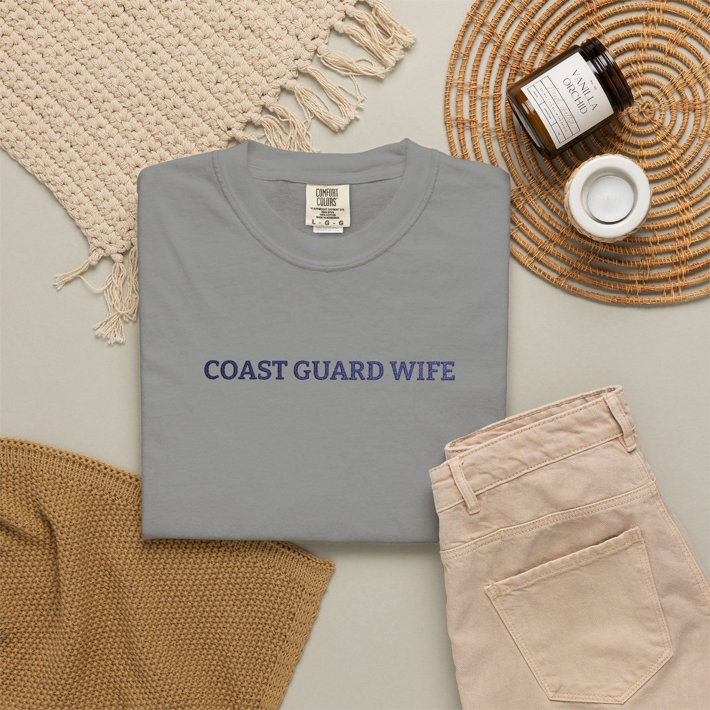 Coast Guard Wife Embroidered T-Shirt — Military Spouse Tee