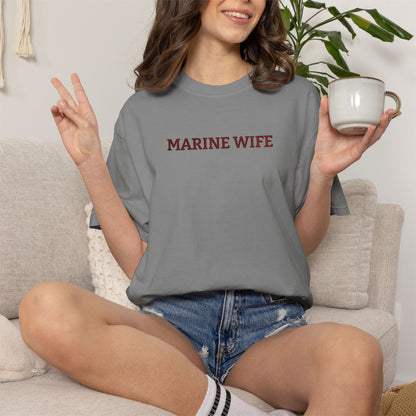 Marine Wife Embroidered T-Shirt — Military Spouse Tee