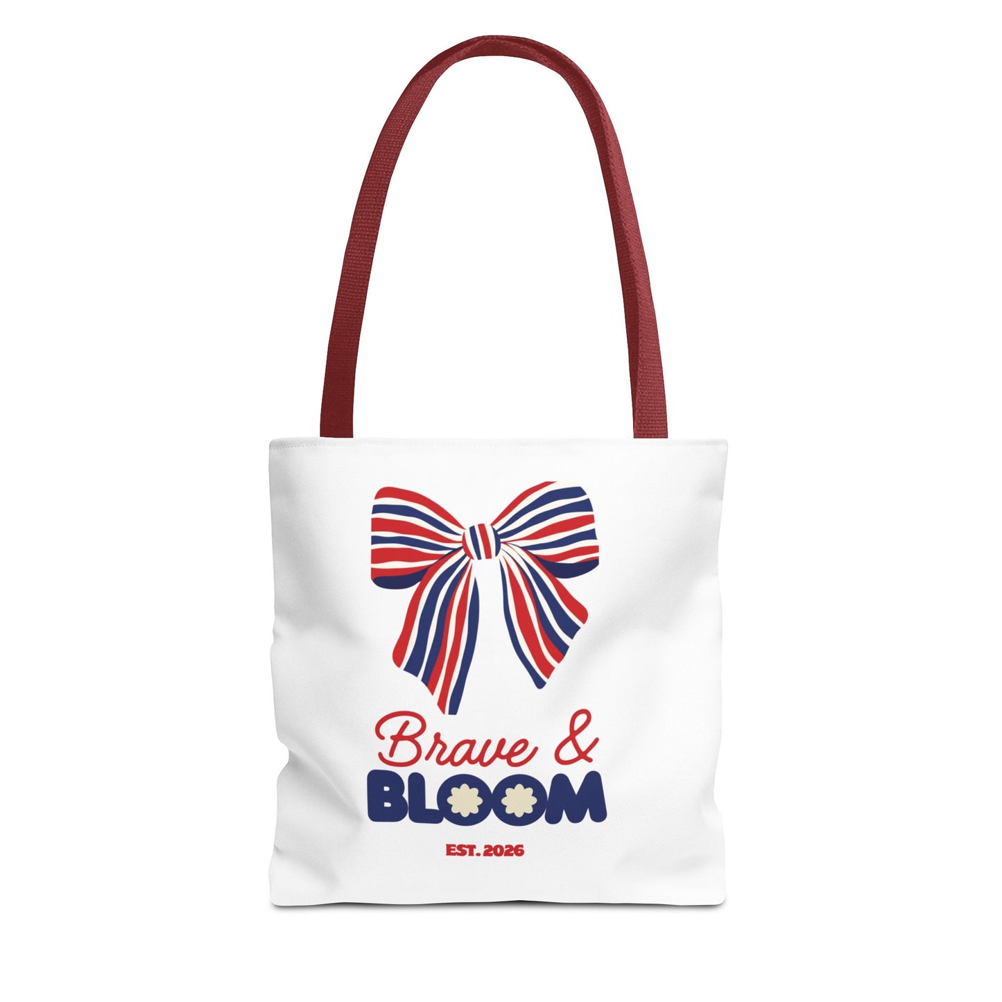 Brave & Bloom Patriotic Bow Tote Bag — Red, White & Blue Floral Accent
