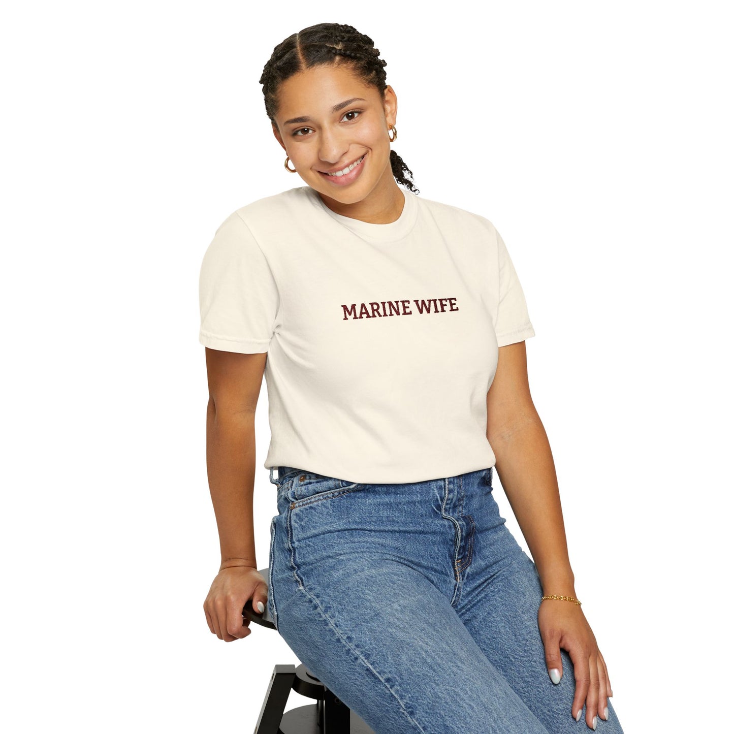 Marine Wife Embroidered T-Shirt — Military Spouse Tee