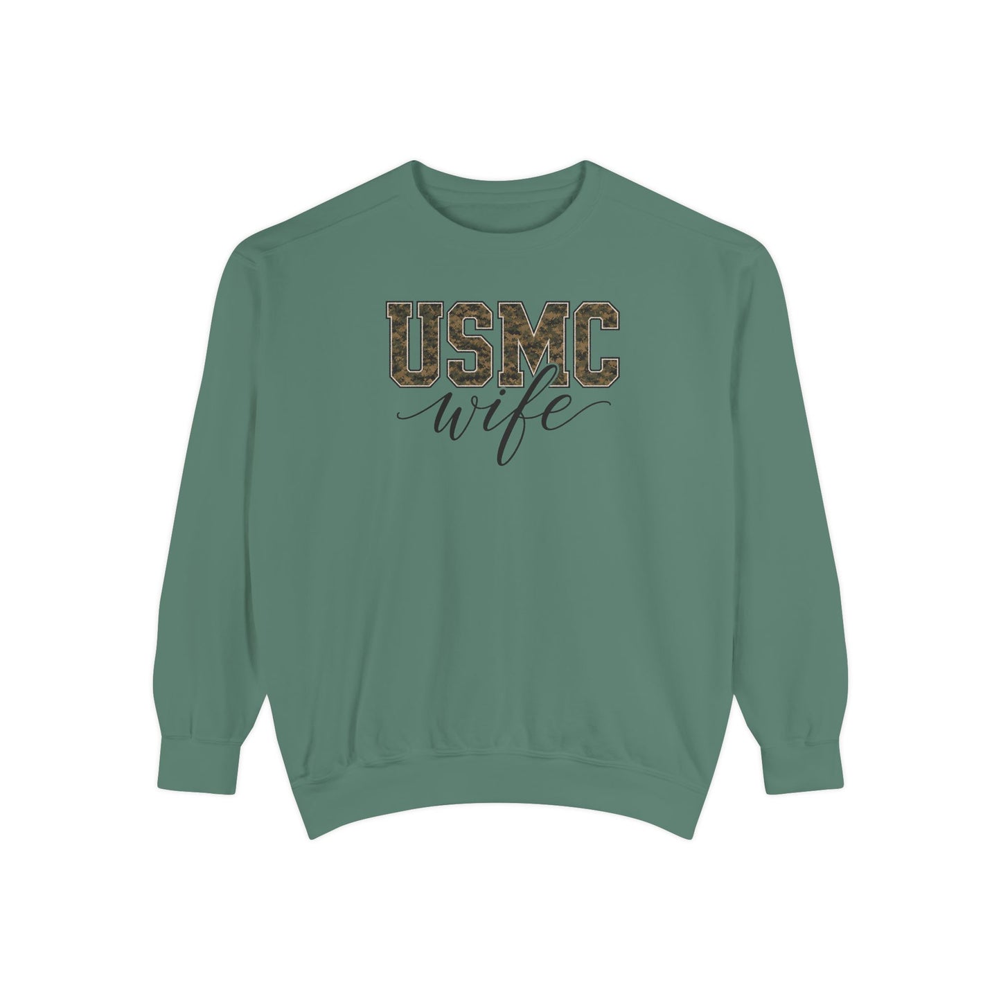 USMC Wife Sweatshirt — Camo Print Military Spouse Crewneck
