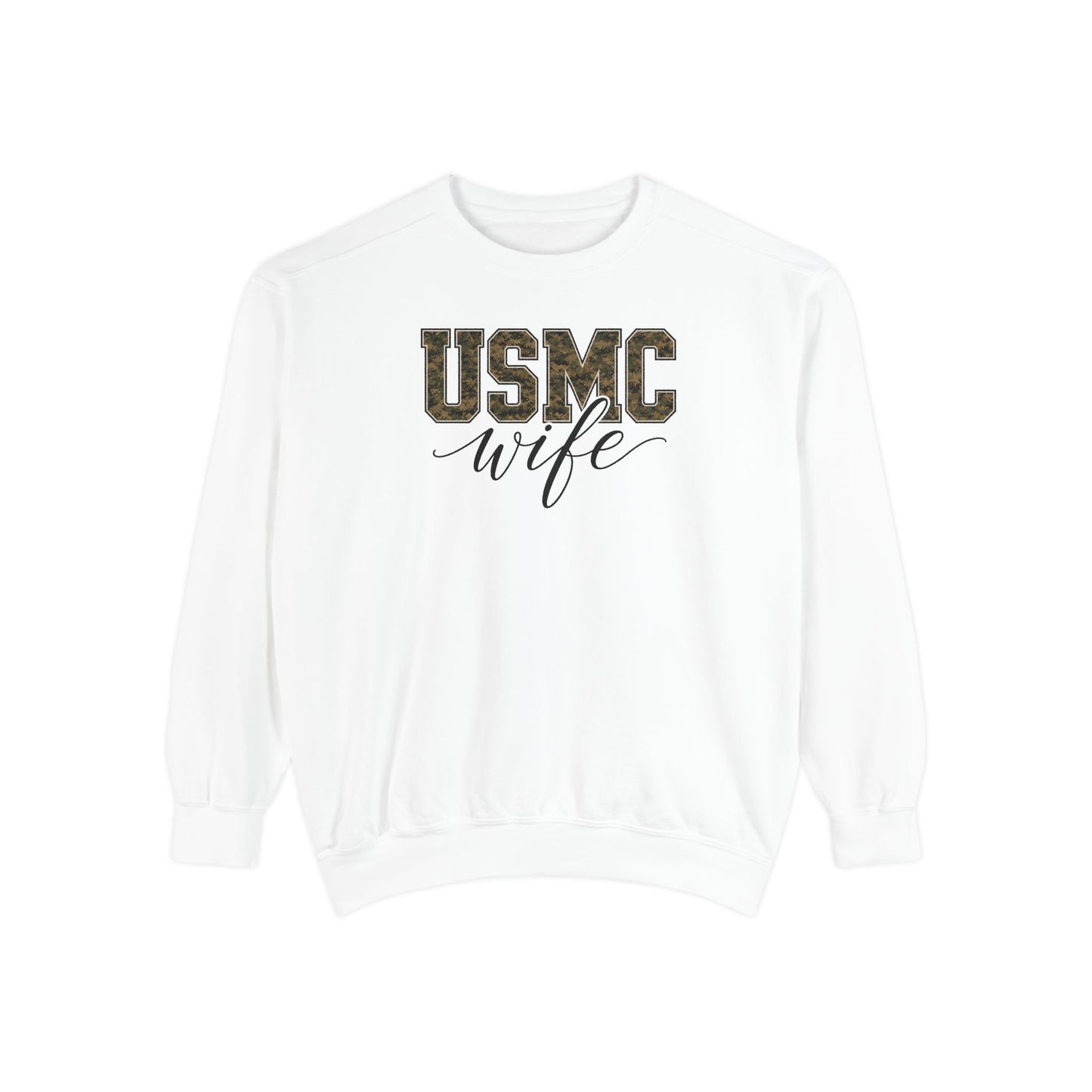 USMC Wife Sweatshirt — Camo Print Military Spouse Crewneck