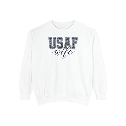USAF Wife Sweatshirt — Camo Print Military Spouse Crewneck