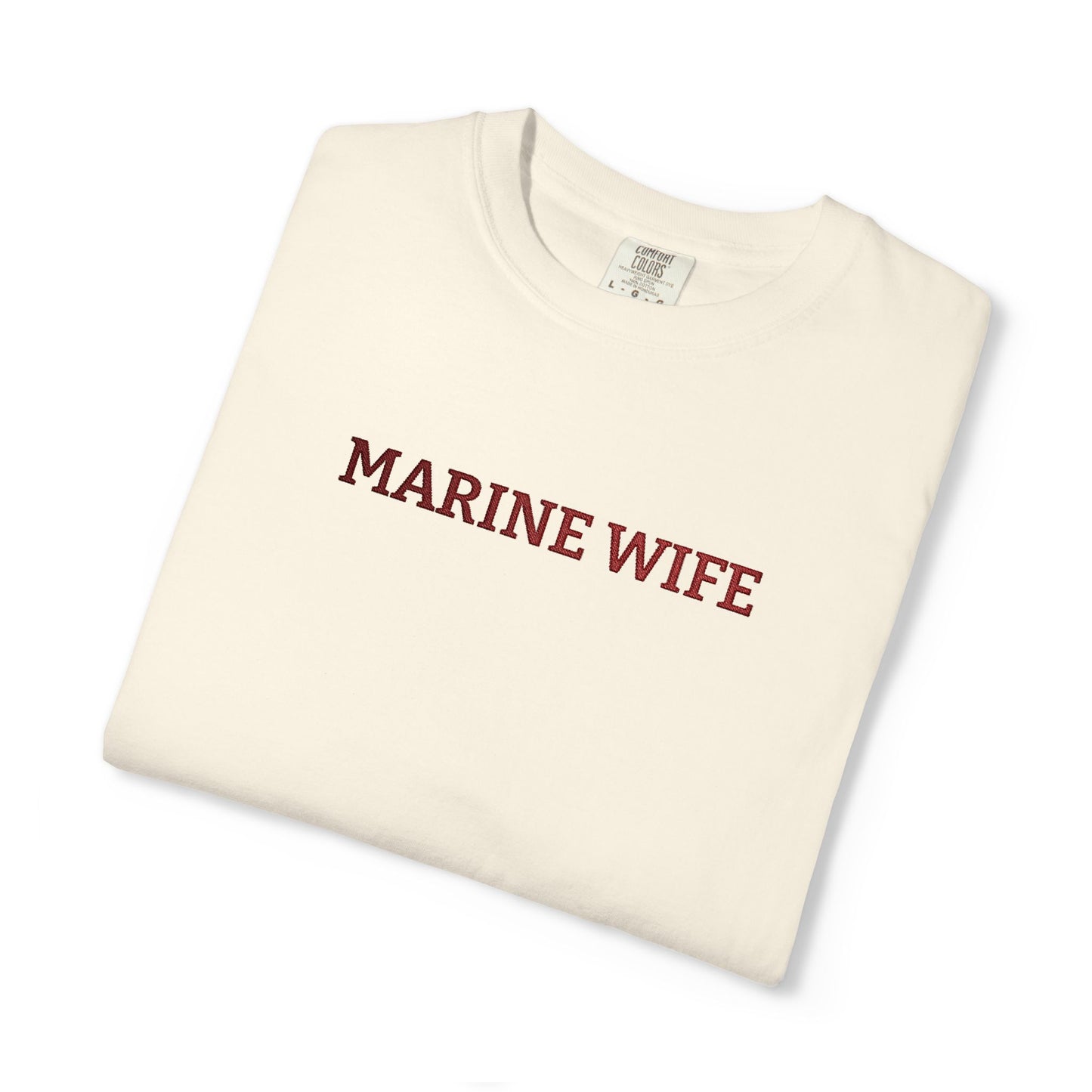 Marine Wife Embroidered T-Shirt — Military Spouse Tee