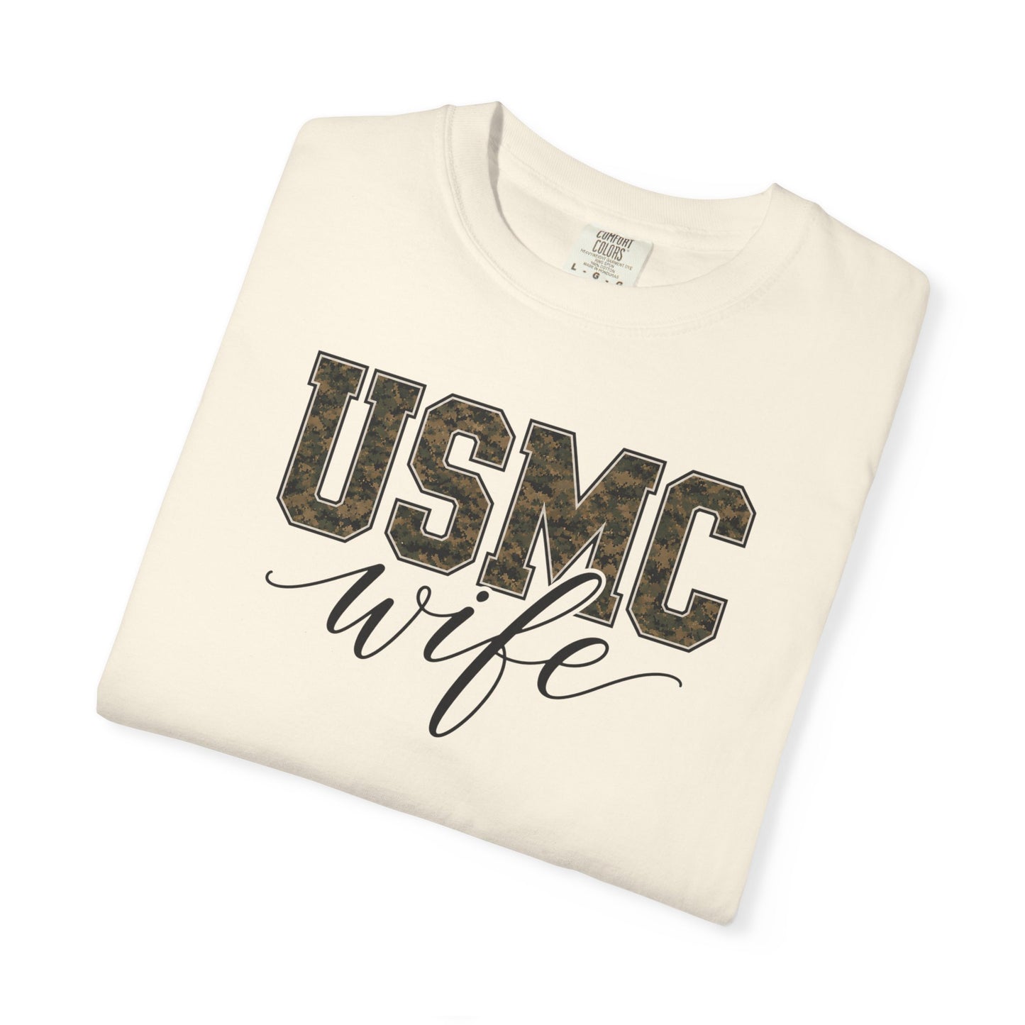 USMC Wife T-Shirt - Camo Print Military Spouse Tee