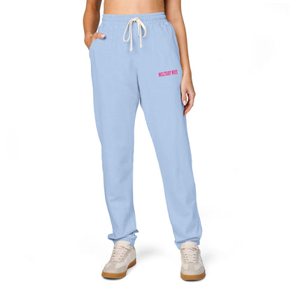 Military Wife Pink Lettering Fleece Sweatpants