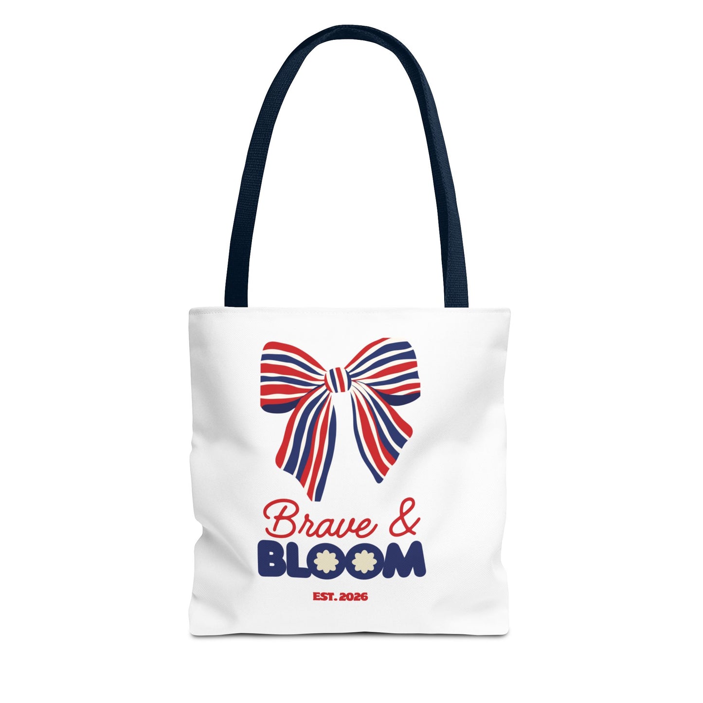 Brave & Bloom Patriotic Bow Tote Bag — Red, White & Blue Floral Accent