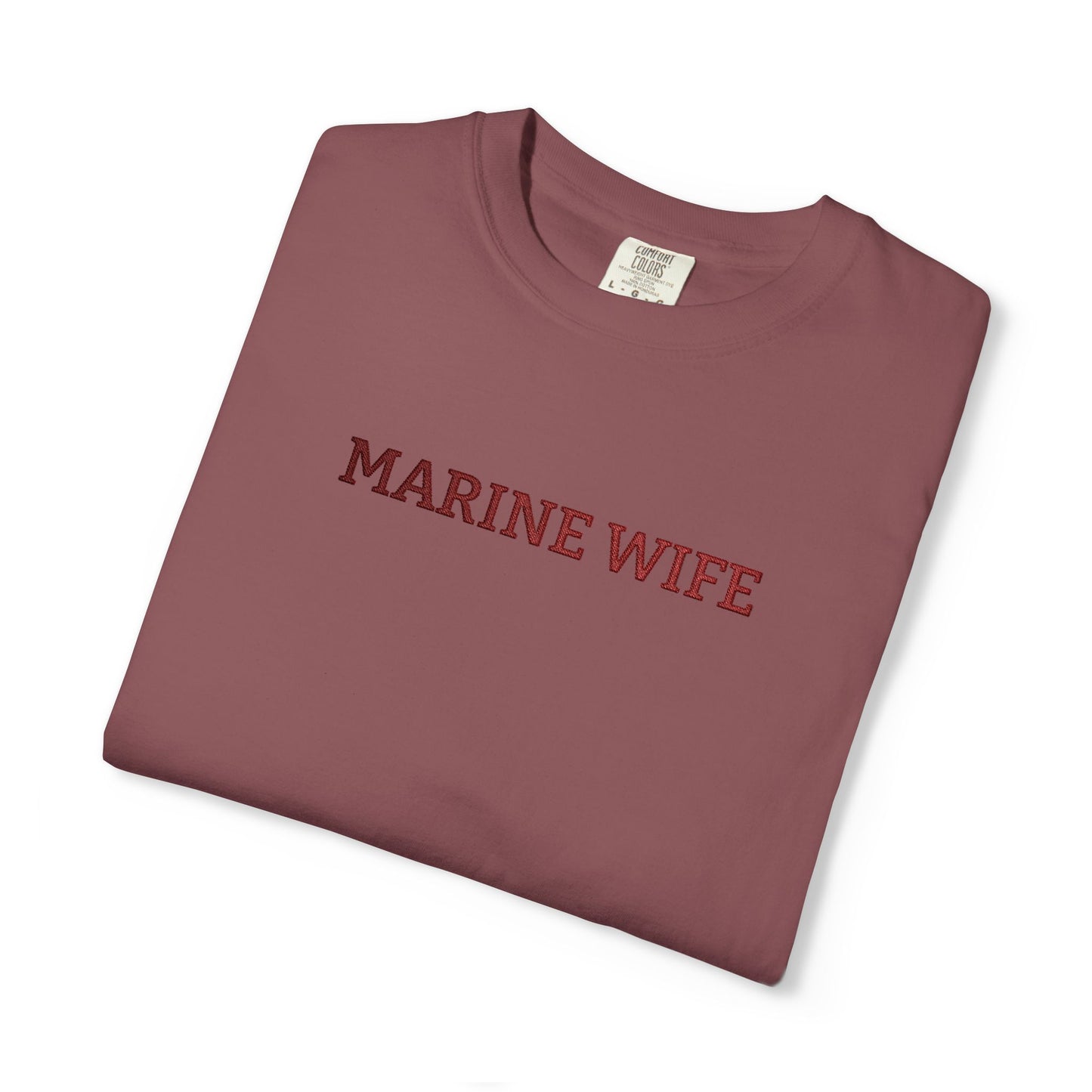 Marine Wife Embroidered T-Shirt — Military Spouse Tee